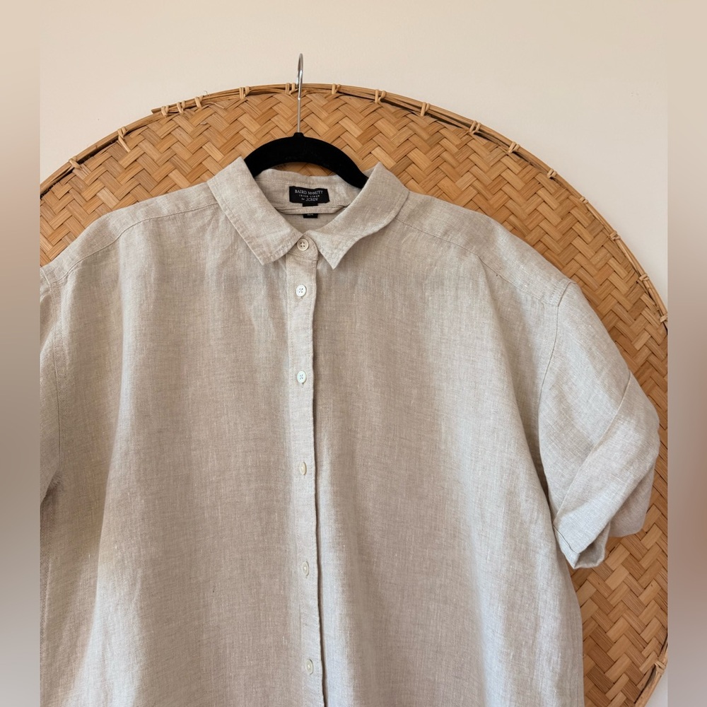 J CREW‎ BAIRD McNUTT IRISH LINEN CAPTAINE RELAXED SHIRT CREAM SZ M LAGENLOOK EUC - Picture 6 of 11